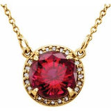 14K Yellow 8 mm Lab-Grown Ruby & .05 CTW Natural Diamond 16" Necklace