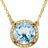 14K Yellow 8 mm Natural Sky Blue Topaz & .05 CTW Natural Diamond 16" Necklace