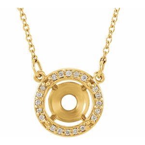 14K Yellow 8 mm Round .05 CTW Natural Diamond Semi-Set 16" Necklace