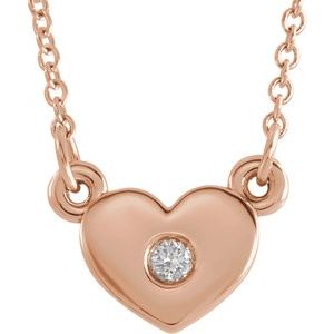 14K Rose .03 CTW Natural Diamond Heart 16" Necklace