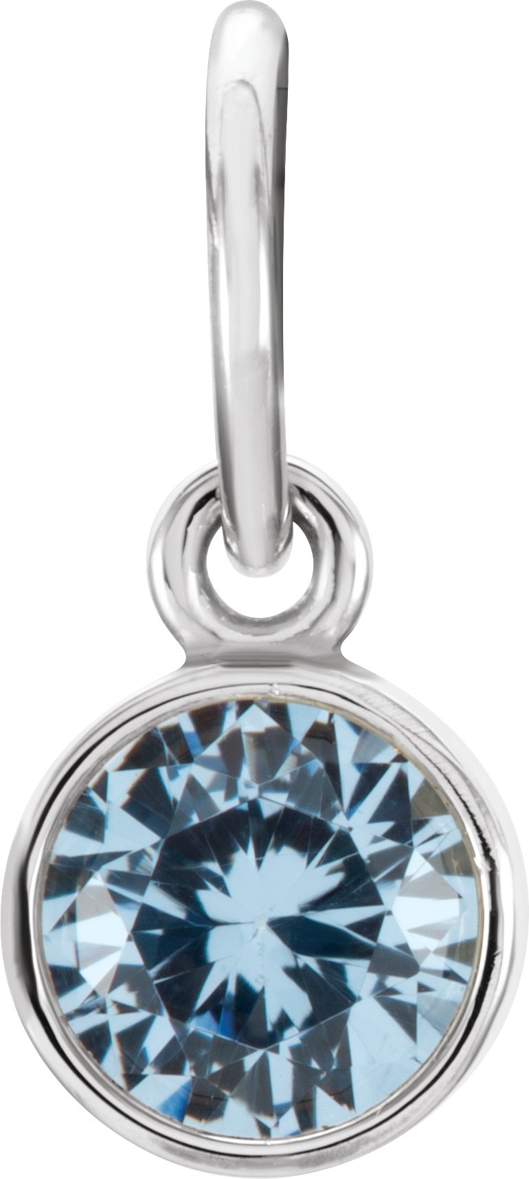 14K White Gold Posh Mommy® Imitation Aquamarine Charm/Pendant