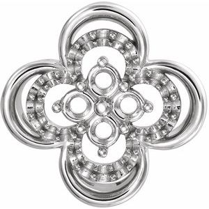 Platinum 12.52 x 12.52 mm Clover Slide Pendant Mounting