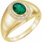 14K Yellow Lab-Grown Emerald & 1/8 CTW Natural Diamond Halo-Style Ring