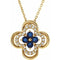 14K Yellow Natural Blue Sapphire & 1/10 CTW Natural Diamond Clover 18