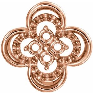 14K Rose 12.52 x 12.52 mm Clover Slide Pendant Mounting