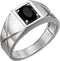 14K White Gold Natural Black Onyx Ring