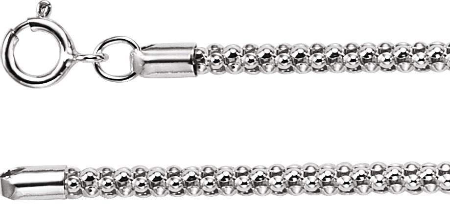 Sterling Silver 2.75 mm Popcorn 18" Chain
