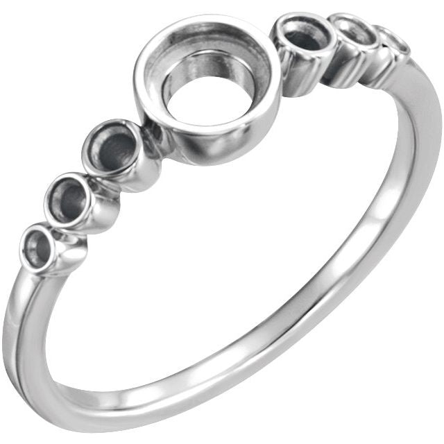 14K White 5 mm Round Cabochon Accented Bezel Ring Mounting