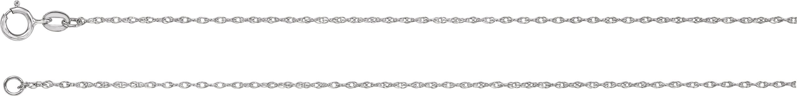 14K White Gold 1 mm Rope 20" Chain