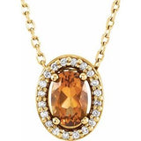14K Yellow Natural Citrine & .05 CTW Natural Diamond 16" Necklace