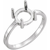 10K White 8 mm Round Cabochon Ring Mounting
