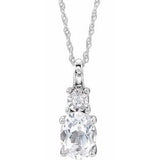 14K White Created White Sapphire & .02 CTW Diamond 18" Necklace