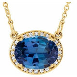 14K Yellow Lab-Grown Blue Sapphire & .04 CTW Natural Diamond 16 1/2" Necklace