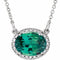 14K White Lab-Grown Emerald & .04 CTW Natural Diamond 16 1/2