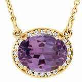 14K Yellow Natural Amethyst & .04 CTW Natural Diamond 16 1/2" Necklace