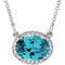 14K White Natural Swiss Blue Topaz & .04 CTW Natural Diamond 16 1/2