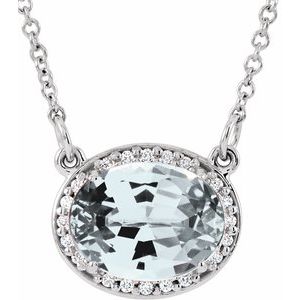 14K White Natural White Topaz & .05 CTW Natural Diamond 16.5" Necklace