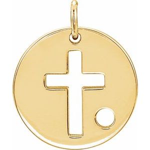 14K Yellow Pierced Cross Disc Pendant Mounting