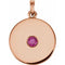 14K Rose Natural Ruby Disc Pendant