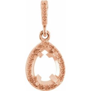 14K Rose 7x5 mm Pear Halo-Style Pendant Mounting
