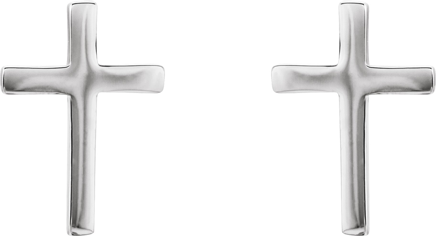 14K White Gold 10 mm Cross Earrings