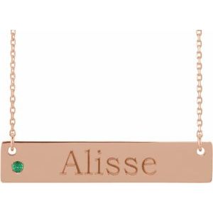 14K Rose Family Engravable Bar 16-18" Necklace Mounting
