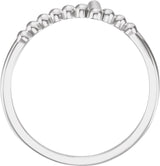 Continuum Sterling Silver Beaded Sideways Cross Ring