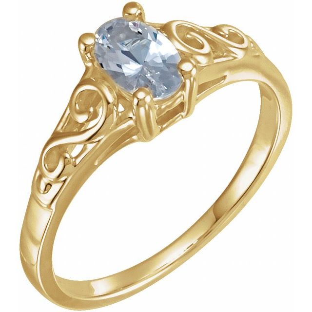 14K Yellow April Youth Imitation Birthstone Ring