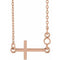 14K Rose 2 mm Round Sideways Cross 16-18