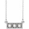Platinum 3 mm Round Three-Stone Granulated Bar Necklace Mounting