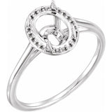 14K White 8x6 mm Oval Halo-Style Ring Mounting