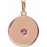 14K Rose Natural Pink Tourmaline Disc Pendant