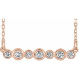 14K Rose 1/5 CTW Natural Diamond Bezel-Set Bar 16-18" Necklace
