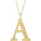 14K Yellow Gold-Plated Sterling Silver Engravable Imitation Blue Zircon Initial A 18