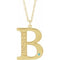 14K Yellow Gold-Plated Sterling Silver Engravable Imitation Blue Zircon Initial B 18