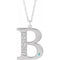 14K White Engravable Imitation Blue Zircon Initial B 18