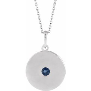 Platinum Natural Blue Sapphire Disc 16-18" Necklace