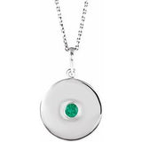 Platinum Natural Emerald Disc 16-18" Necklace