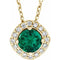 14K Yellow Lab-Grown Emerald & .08 CTW Natural Diamond 18
