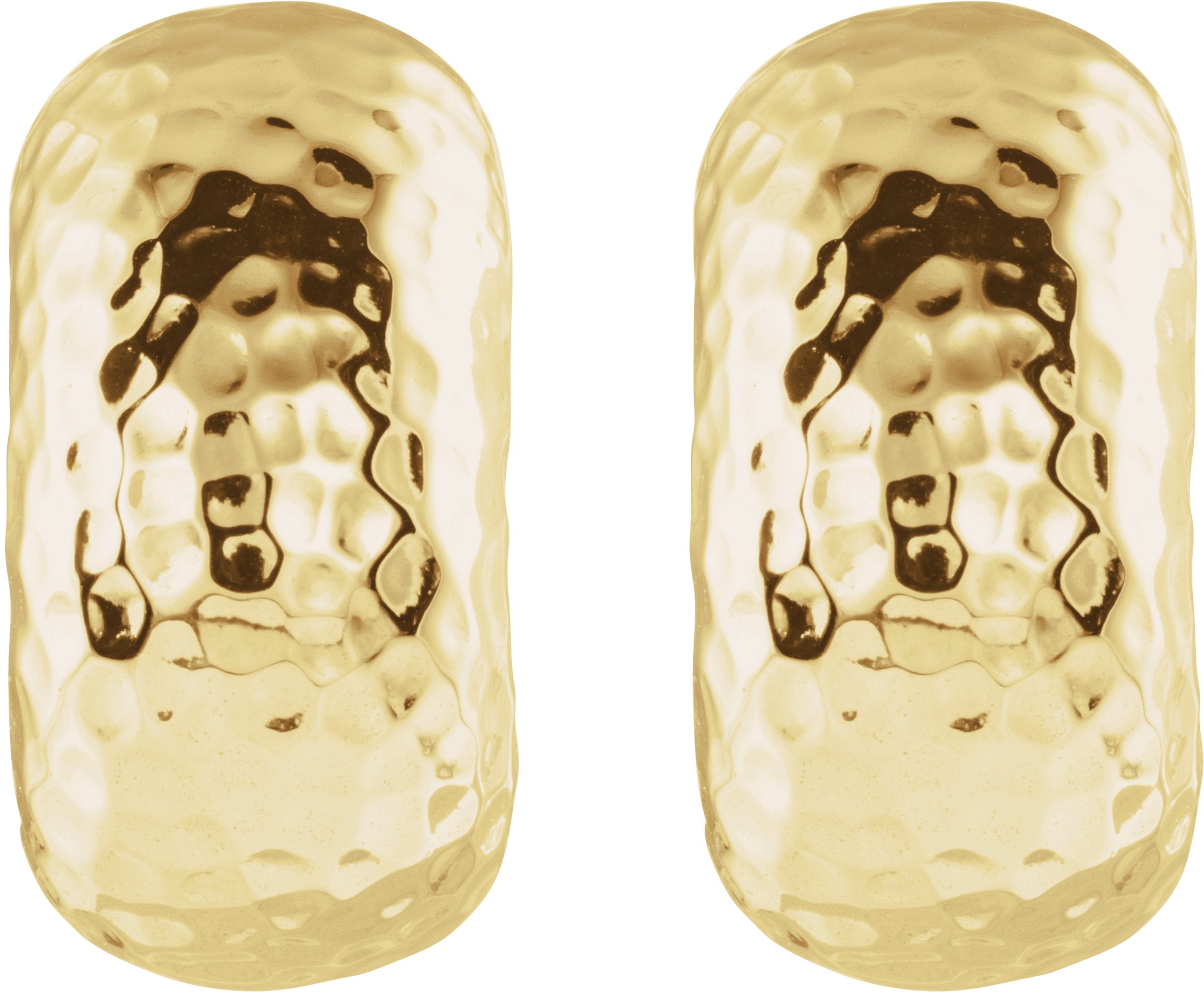 14K Yellow Gold Hammered Hollow J-Hoop Earrings