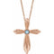 14K Rose Natural Aquamarine Cross 16-18