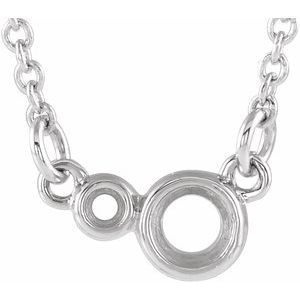 Sterling Silver 3 mm Round Accented Bezel-Set 16" Necklace Mounting