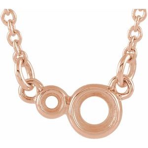 14K Rose 3 mm Round Accented Bezel-Set 18" Necklace Mounting