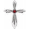 Platinum Natural Mozambique Garnet Cross Pendant