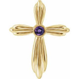 14K Yellow Natural Amethyst Cross Pendant