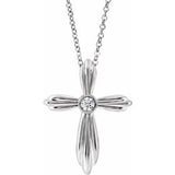 Sterling Silver .06 CTW Natural Diamond Cross 16-18" Necklace