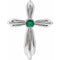 14K White Natural Emerald Cross Pendant