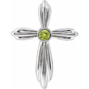 Platinum Natural Peridot Cross Pendant
