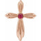 14K Rose Natural Ruby Cross Pendant