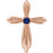 14K Rose Natural Blue Sapphire Cross Pendant